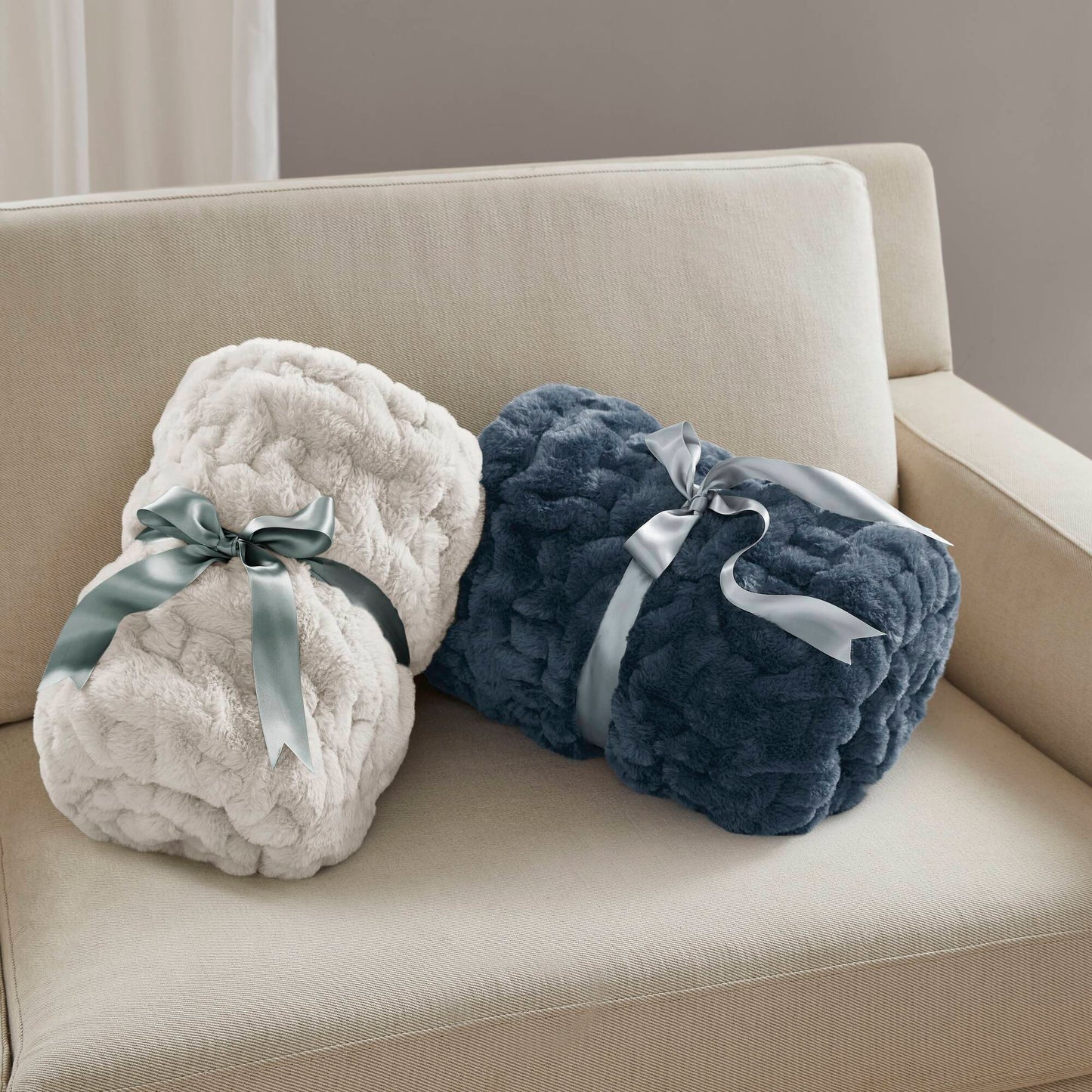 Ruched Fur Throw