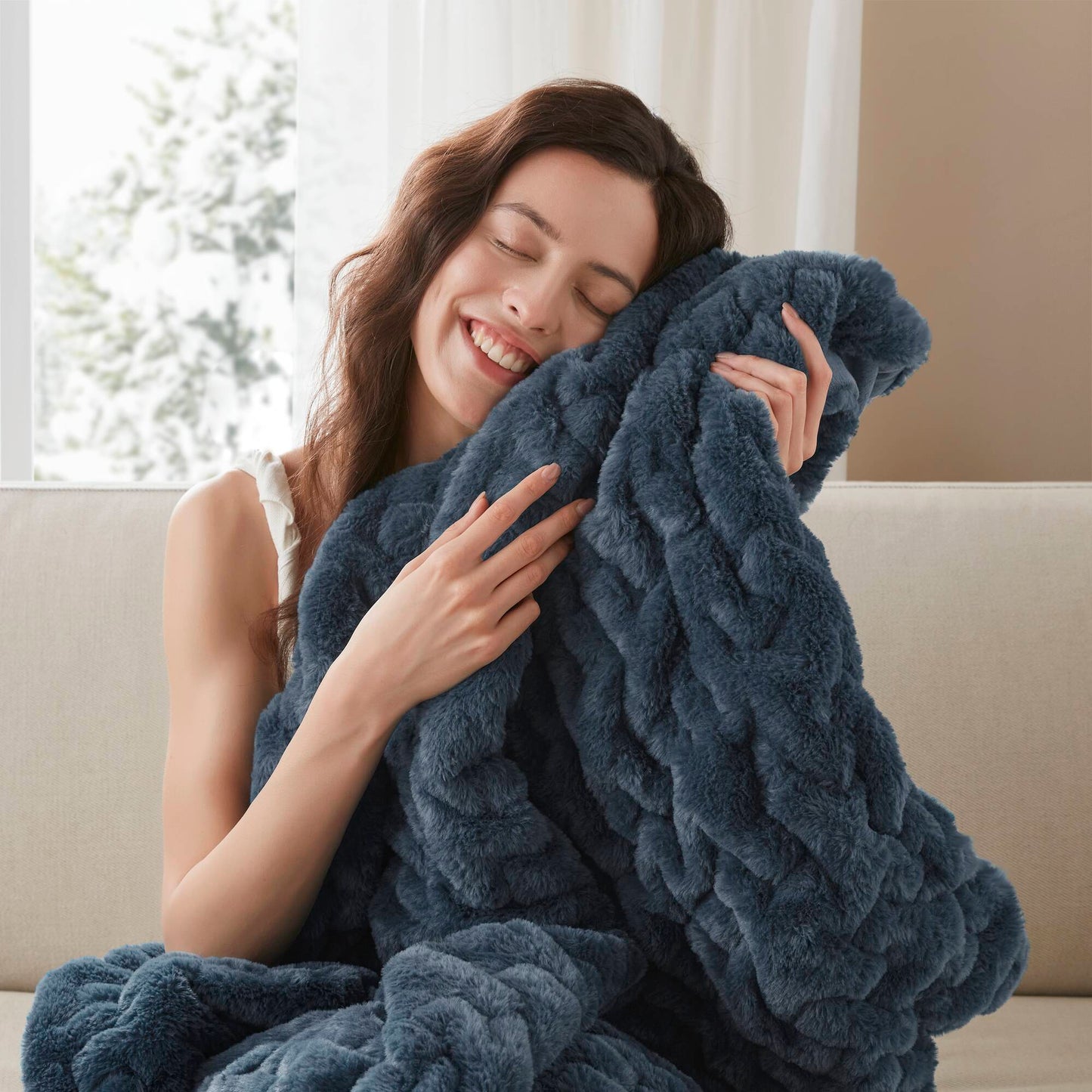 Ruched Fur Throw