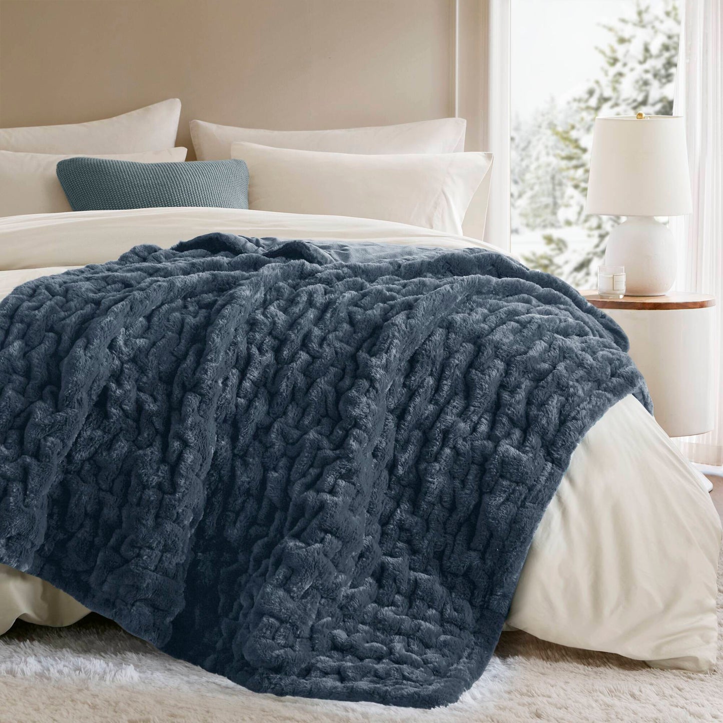 Ruched Fur Throw