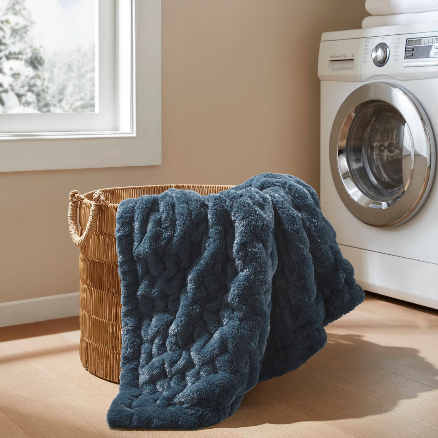 Ruched Fur Throw