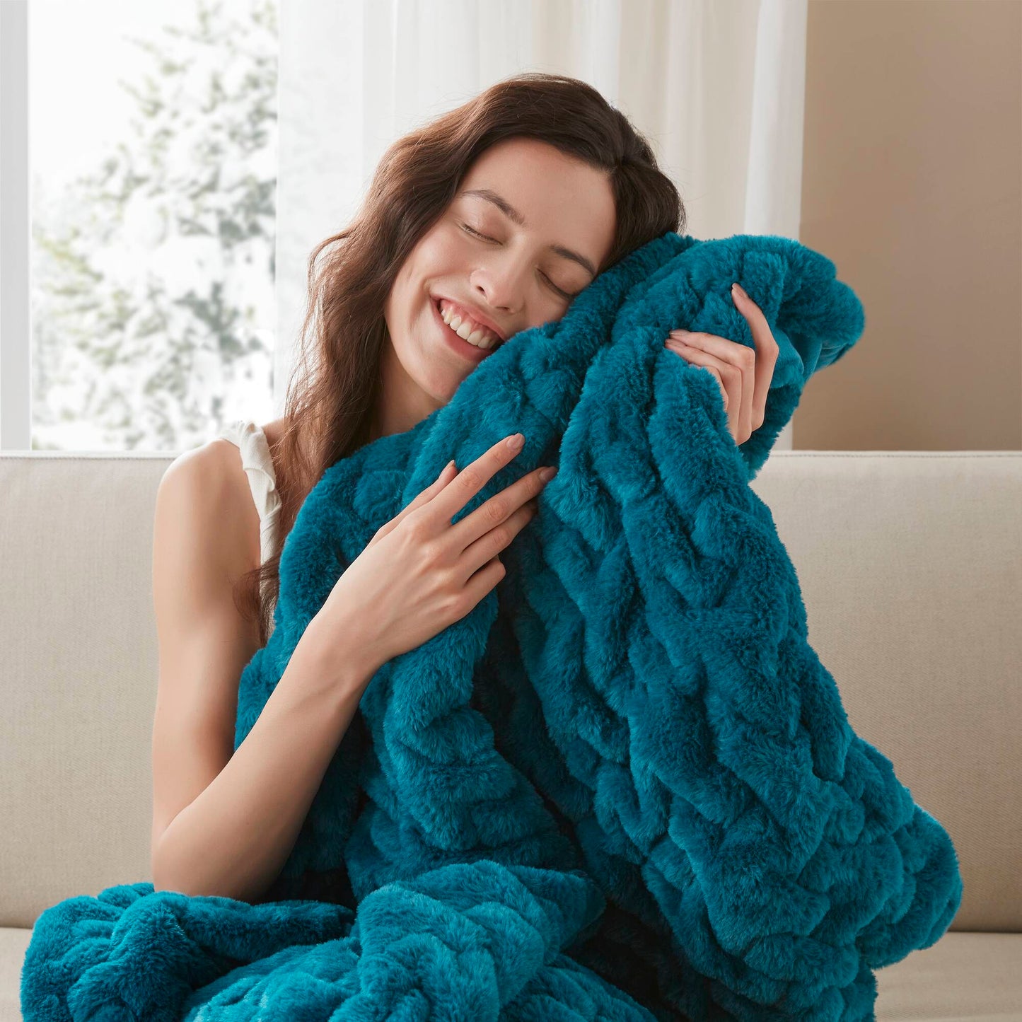 Ruched Fur Throw