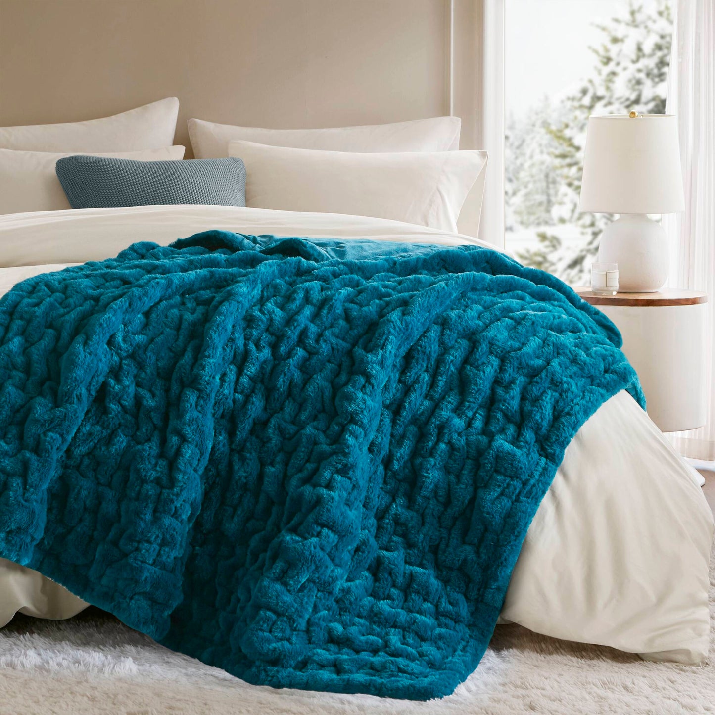 Ruched Fur Throw