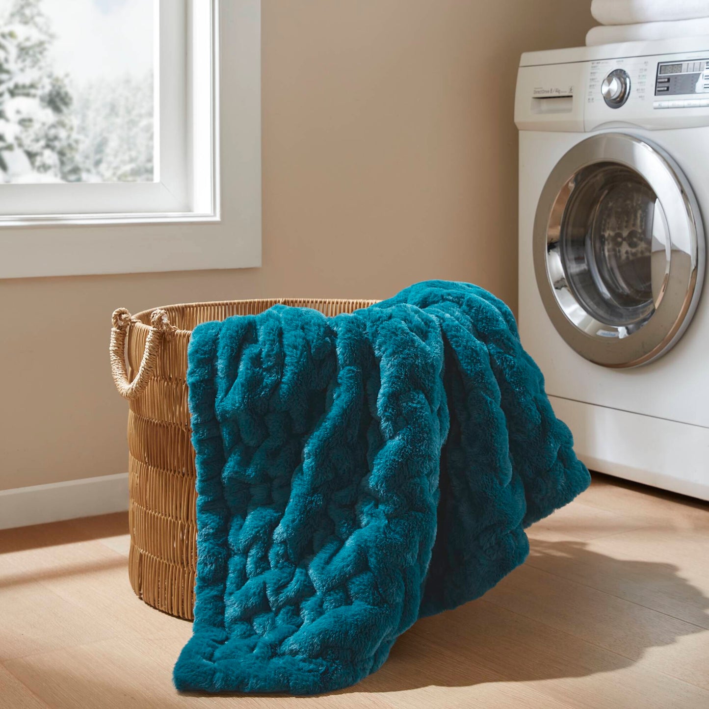 Ruched Fur Throw