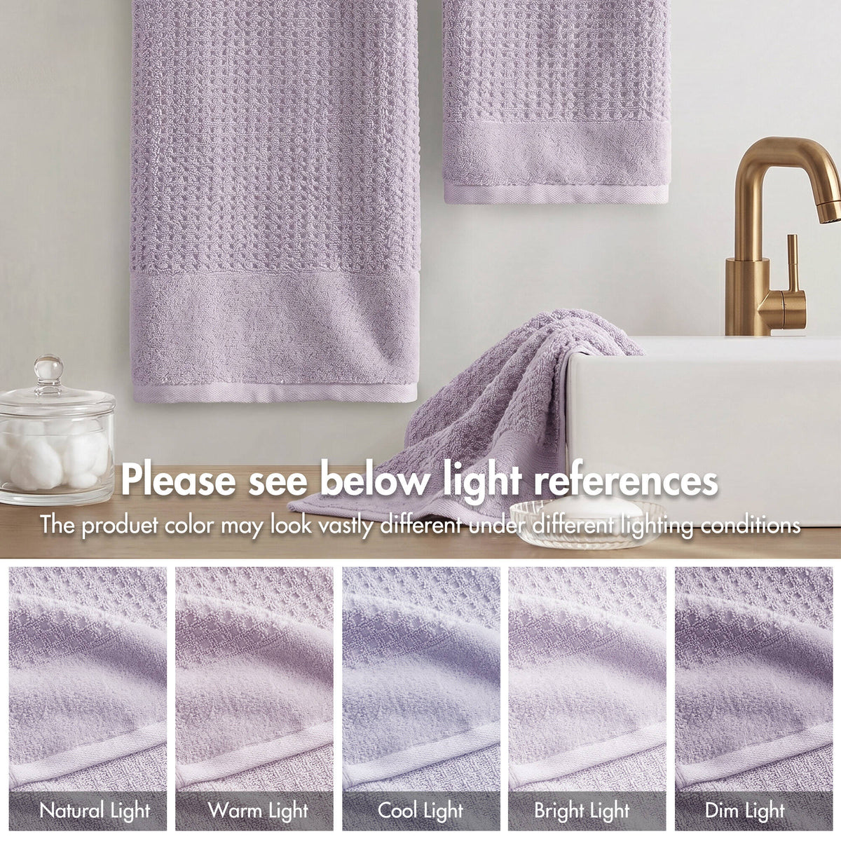 Spa Waffle Cotton Waffle Jacquard Antimicrobial Bath Towel 6-Piece Set