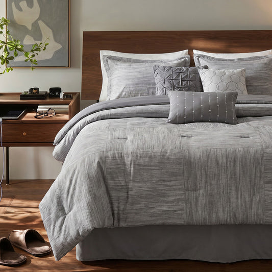 Walter 7-Piece Printed Seersucker Comforter Set with Decorative Pillow