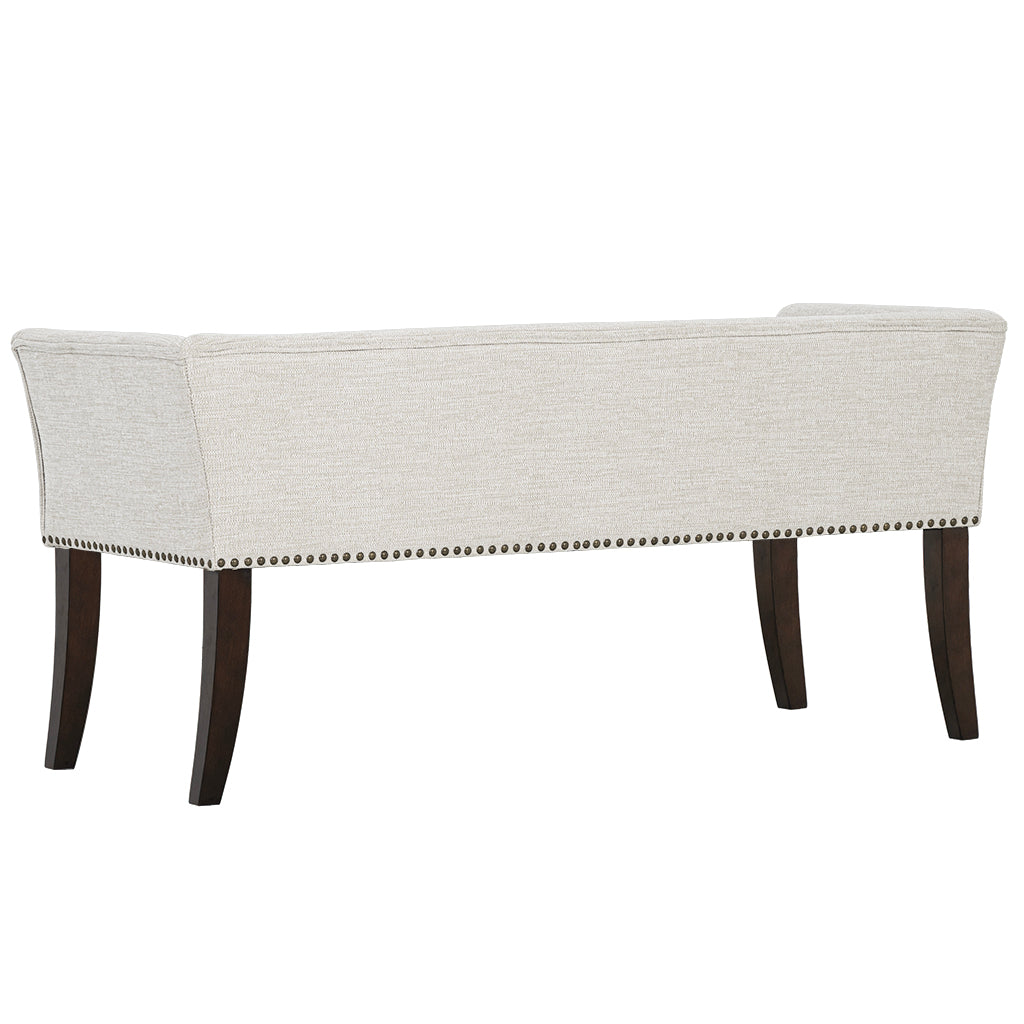 Madison Park 49.5" Upholstered Bench with Back & Wood Legs