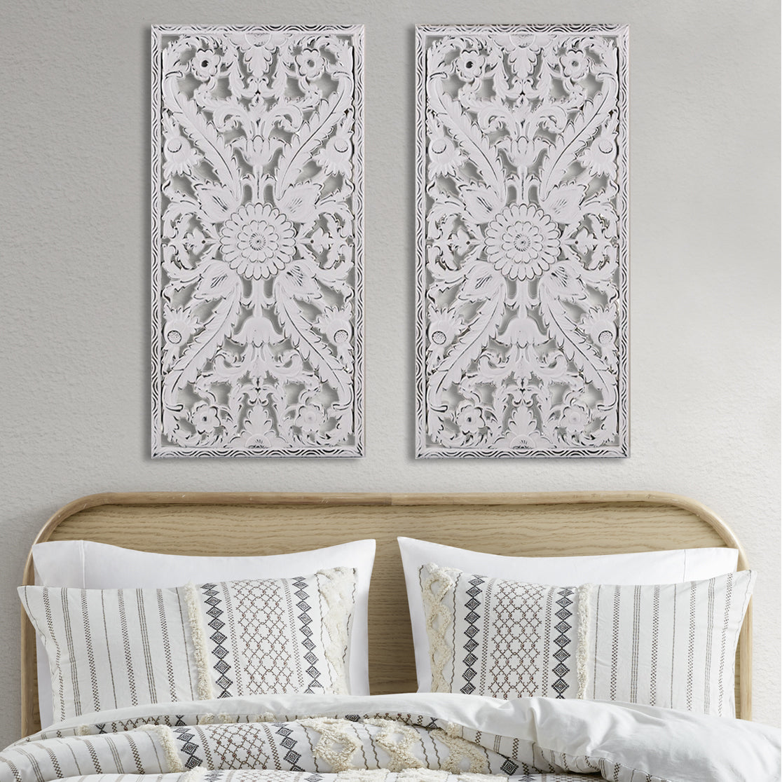 Madison Park Distressed Carved Wood 2-piece Wall Decor Set