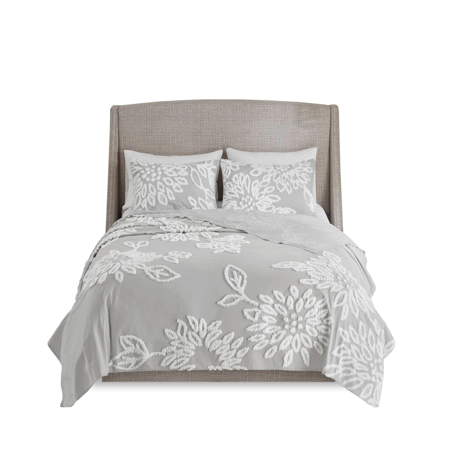 Madison Park 3 Piece Tufted Cotton Chenille Floral Duvet Cover Set