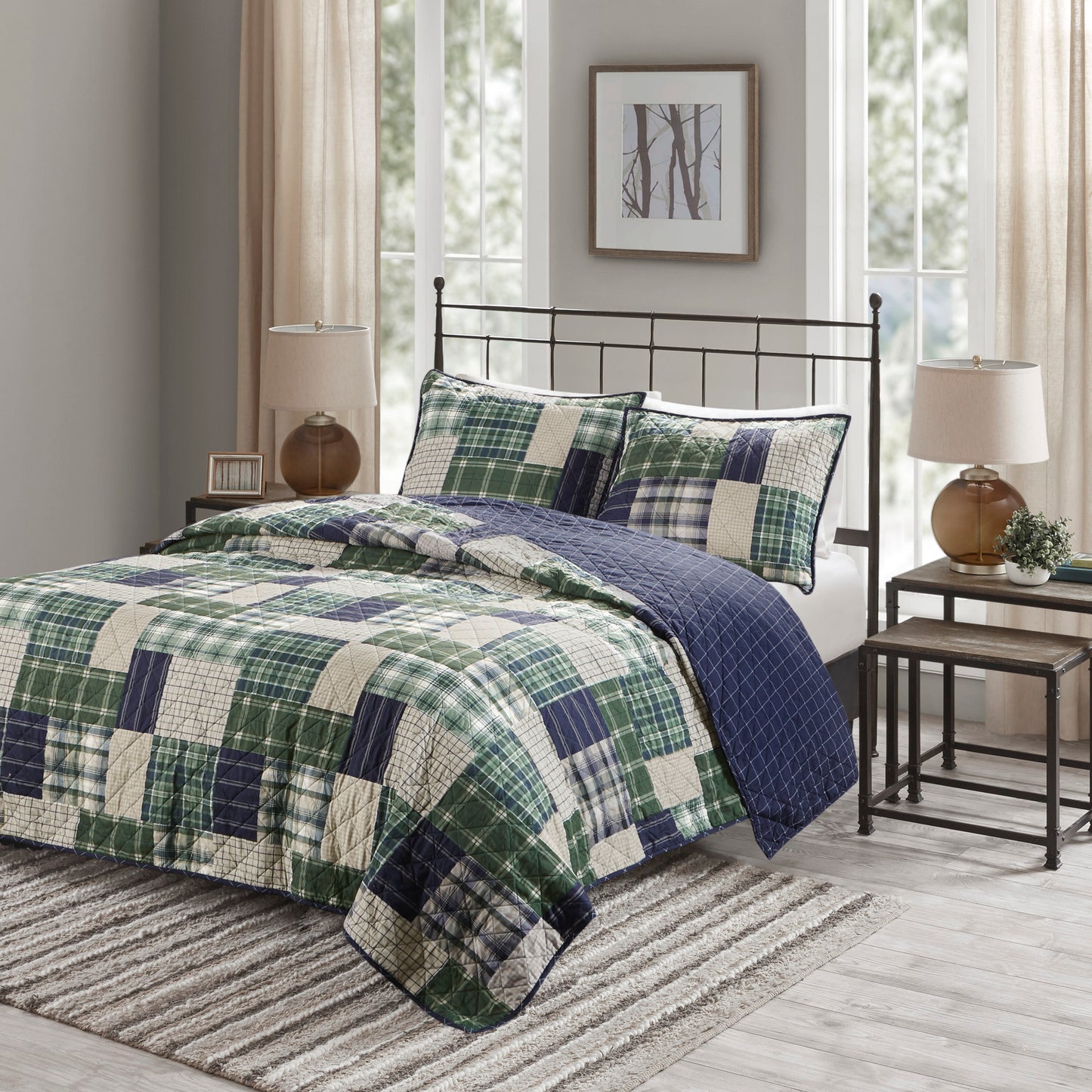 Madison Park 3 Piece Reversible Printed Quilt Set