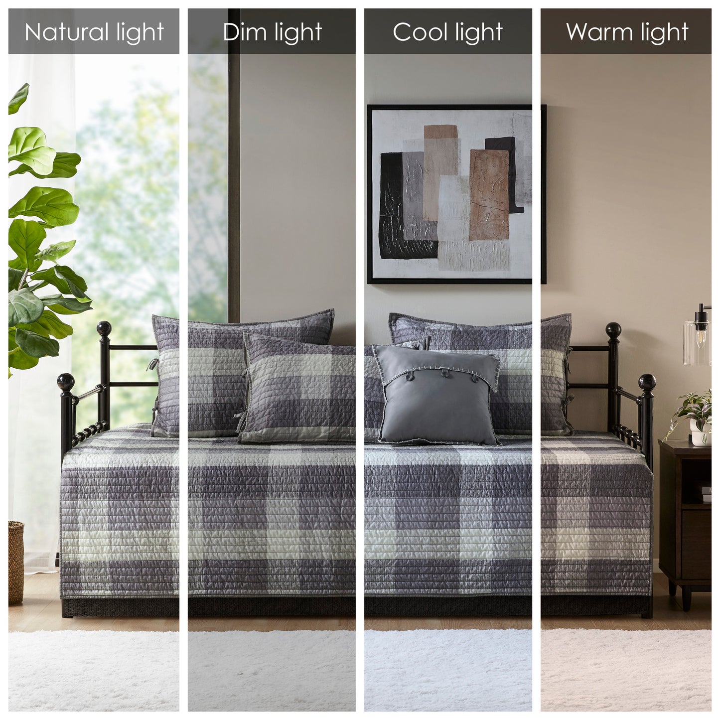 Madison Park 6 Piece Reversible Plaid Daybed Cover Set