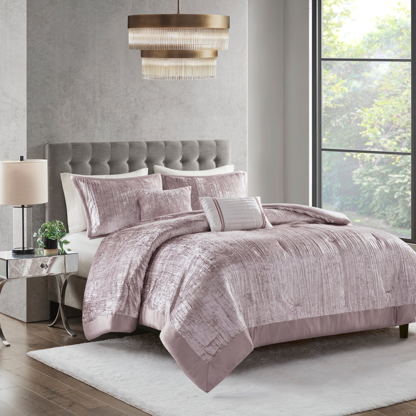 Madison Park 5 Piece Crinkle Velvet Comforter Set