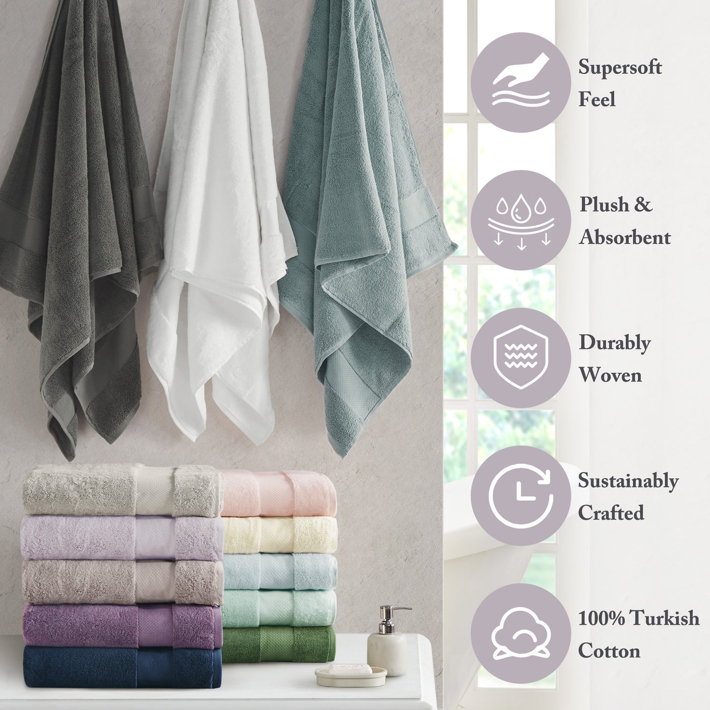 Madison Park Signature Cotton 6 Piece Bath Towel Set