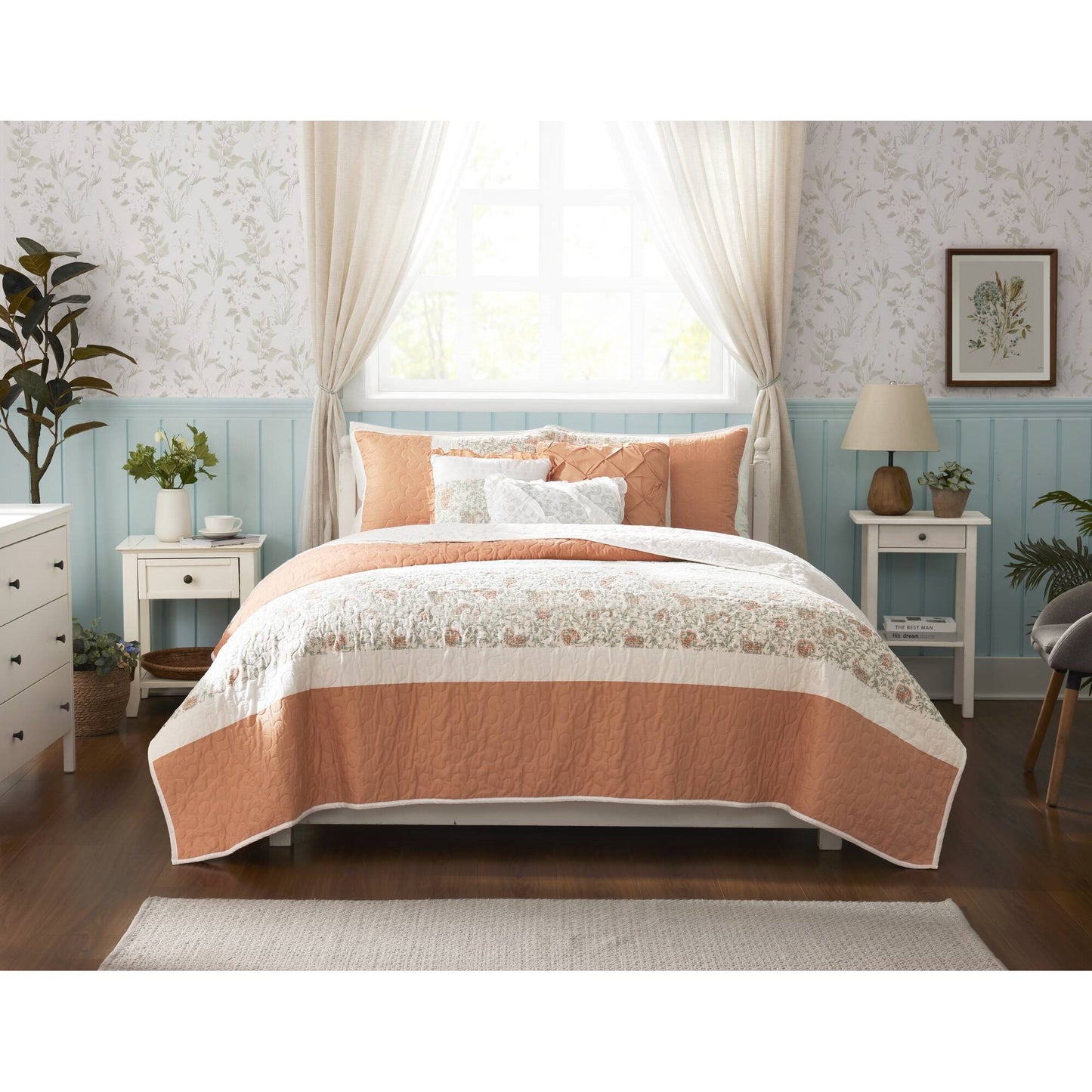 Madison Park 6 Piece Cotton Percale Quilt Set with Throw Pillows