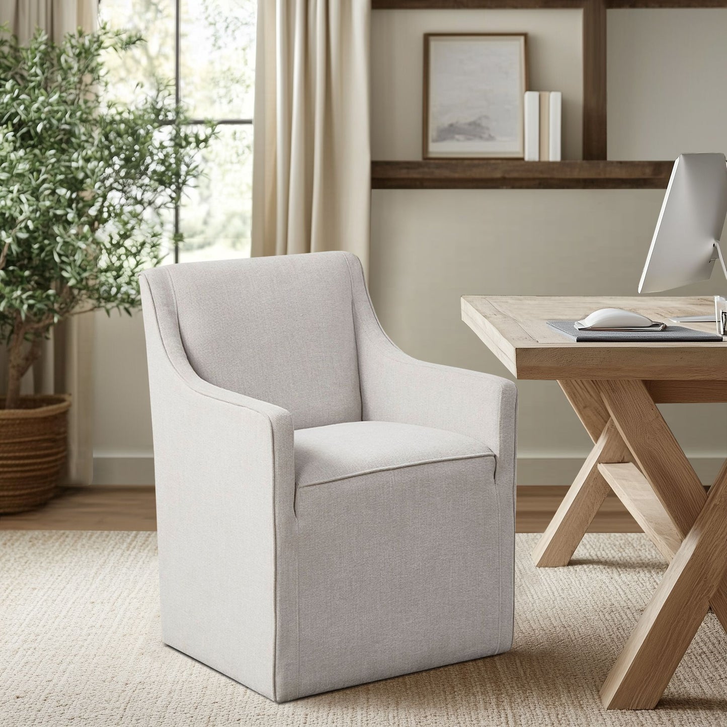 Madison Park Skirted Dining Arm Chair with Casters