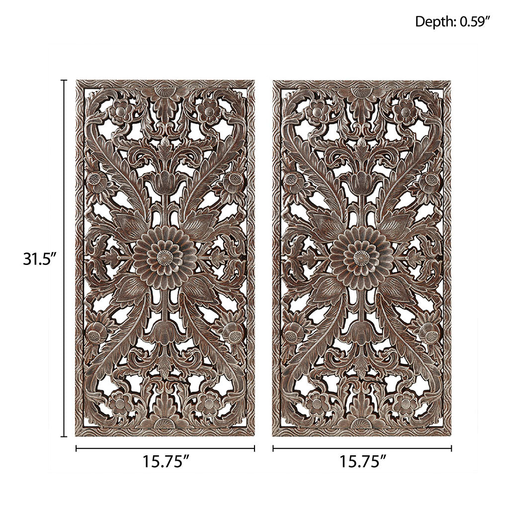 Madison Park Distressed Carved Wood 2-piece Wall Decor Set