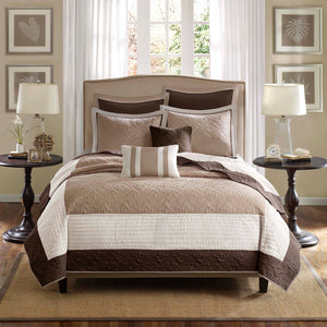 Attingham 7 Piece Quilt Set with Euro Shams and Throw Pillows