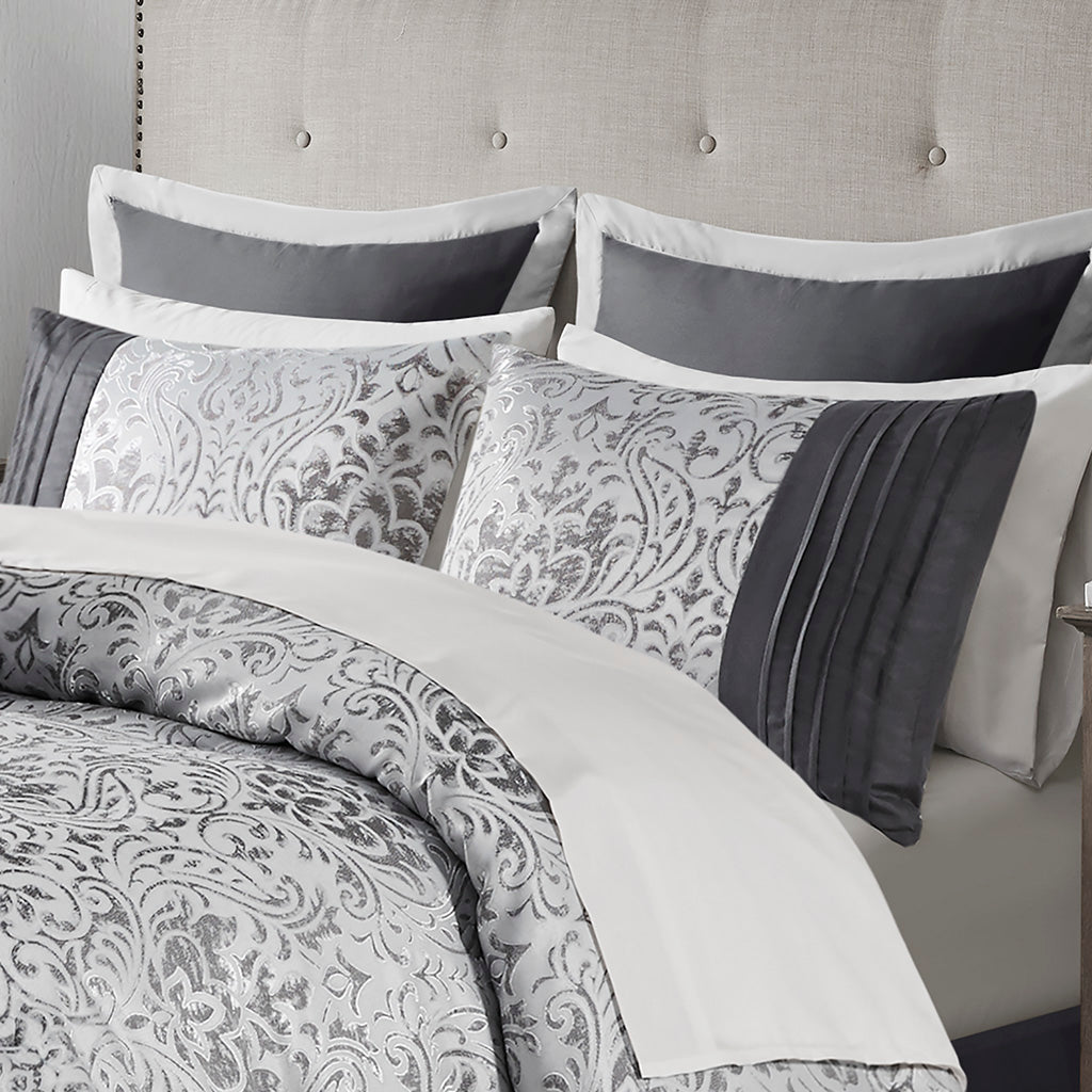 Madison Park 12 Piece Jacquard Comforter Set with Bed Sheets