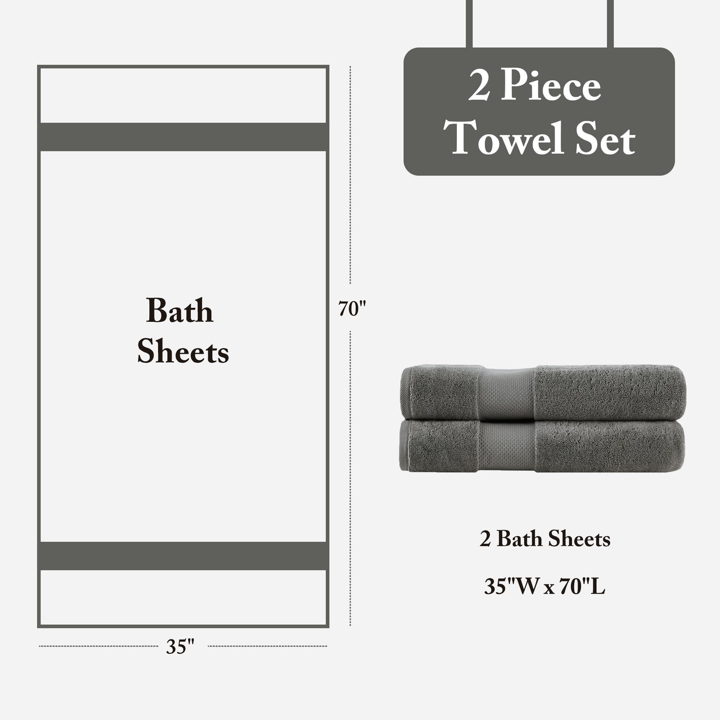 Madison Park Signature 100% Cotton Bath Sheet 2 Piece Set