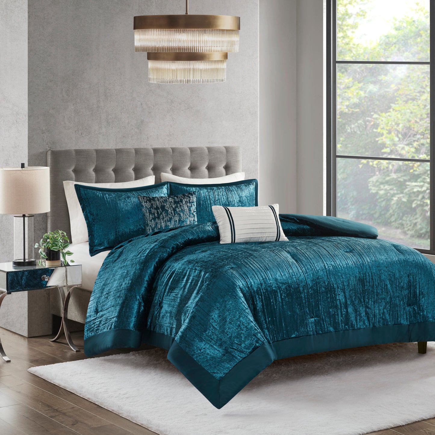 Madison Park 5 Piece Crinkle Velvet Comforter Set