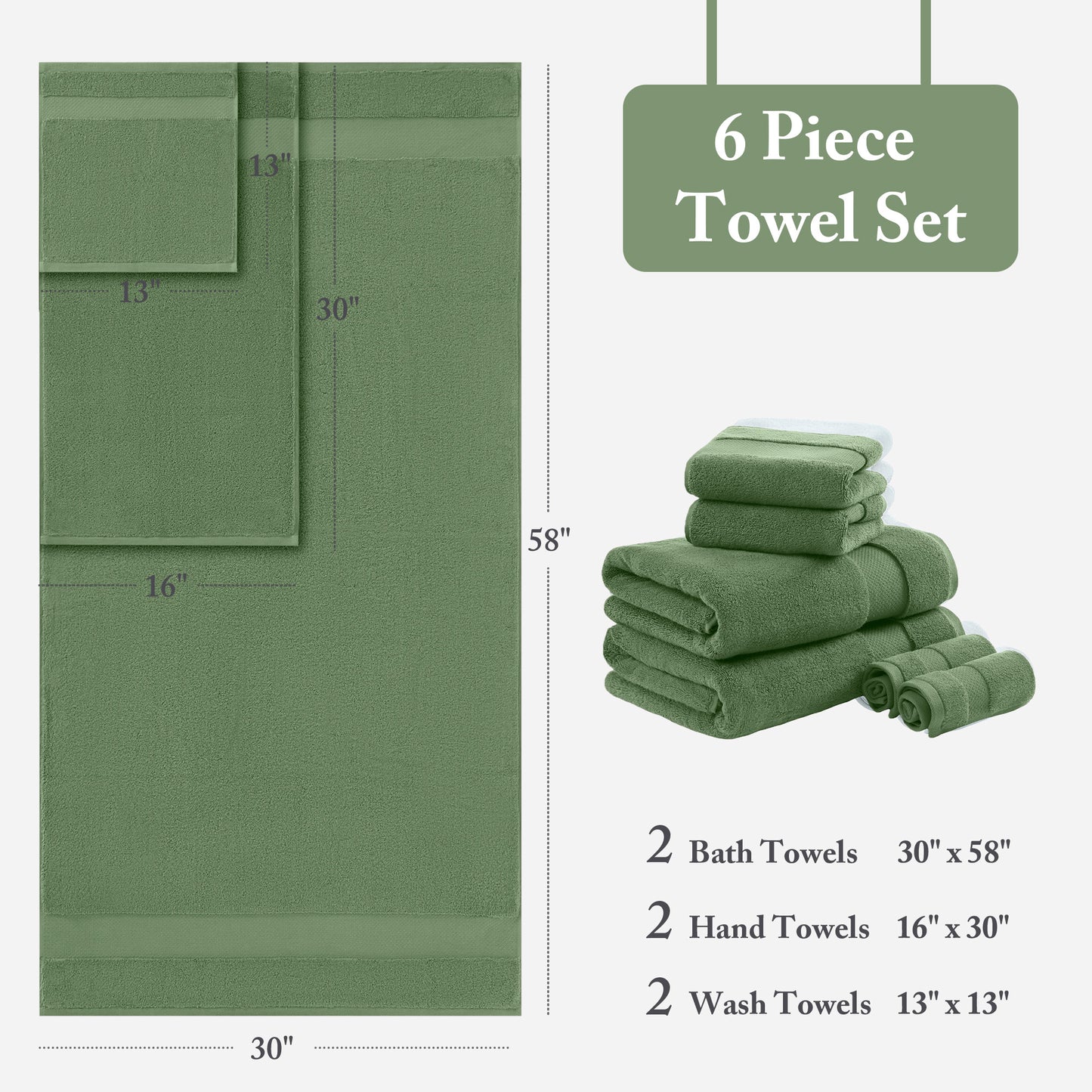 Madison Park Signature Cotton 6 Piece Bath Towel Set