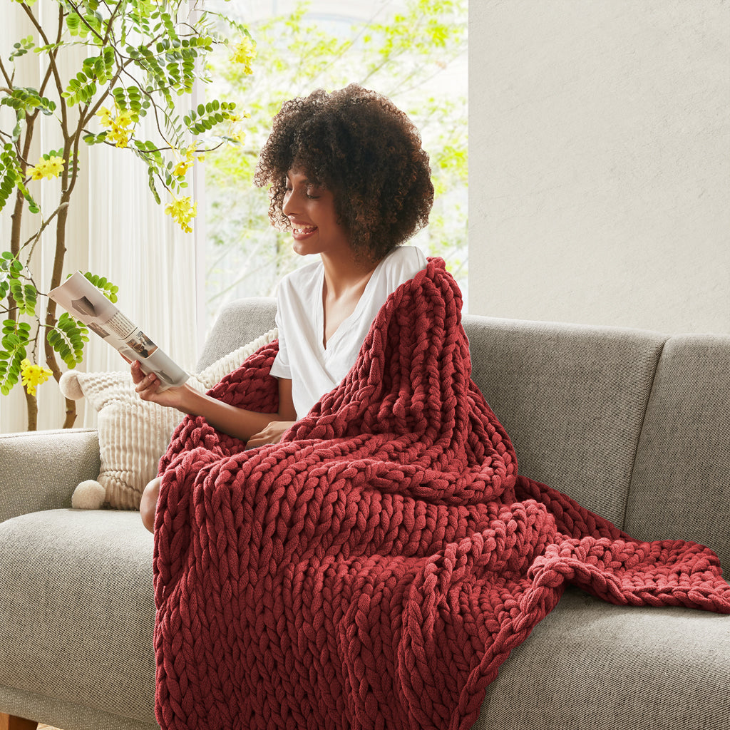 Madison Park Hand Made Chunky Double Knit Throw Blanket