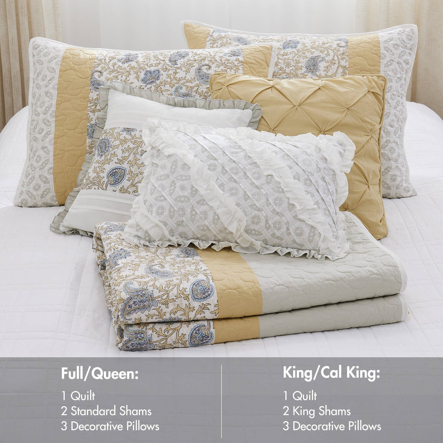 Madison Park 6 Piece Cotton Percale Quilt Set with Throw Pillows