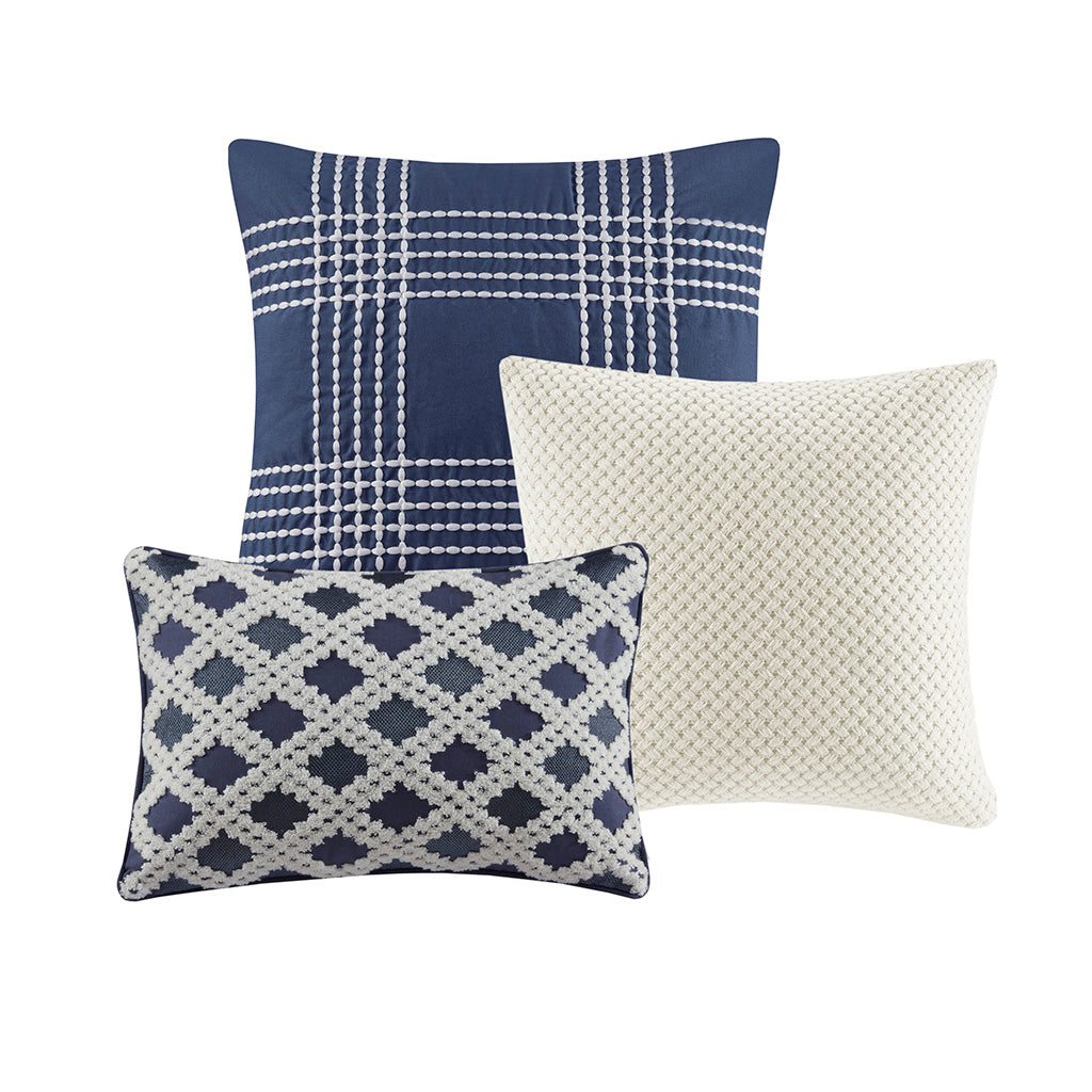 Madison Park Signature Oversized Cotton Clipped Jacquard Comforter Set with Euro Shams and Throw Pillows