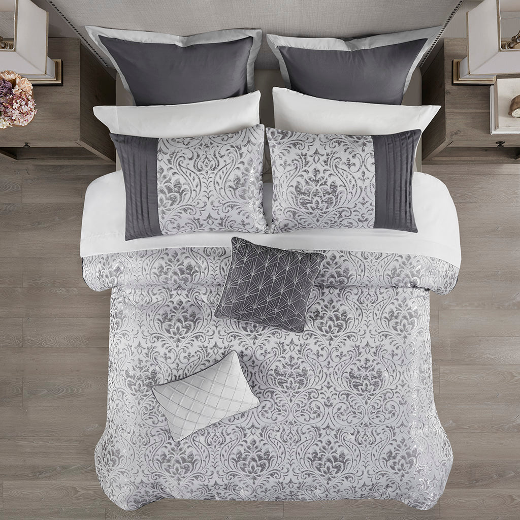 Madison Park 12 Piece Jacquard Comforter Set with Bed Sheets
