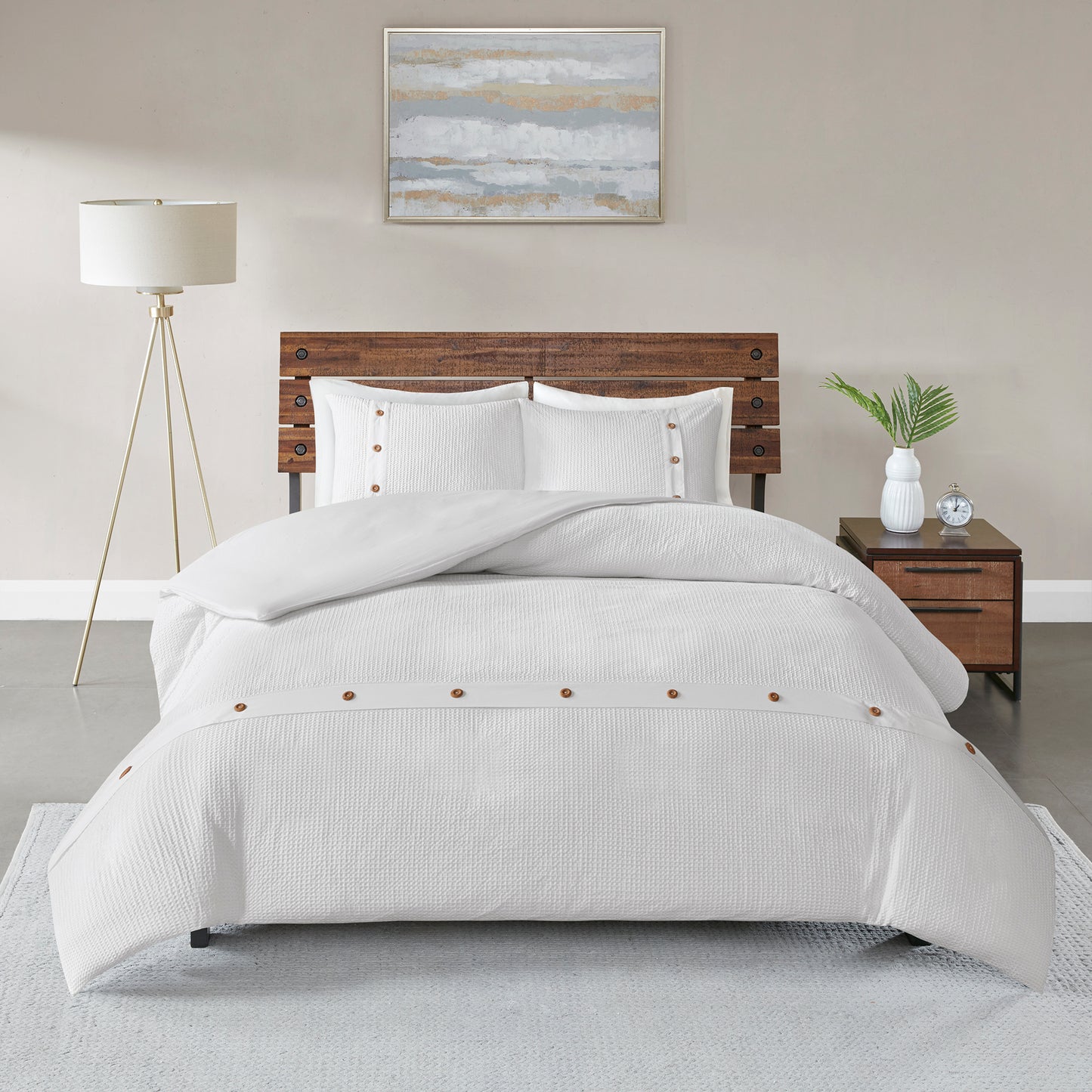 Madison Park 3 Piece Cotton Waffle Weave Duvet Cover Set