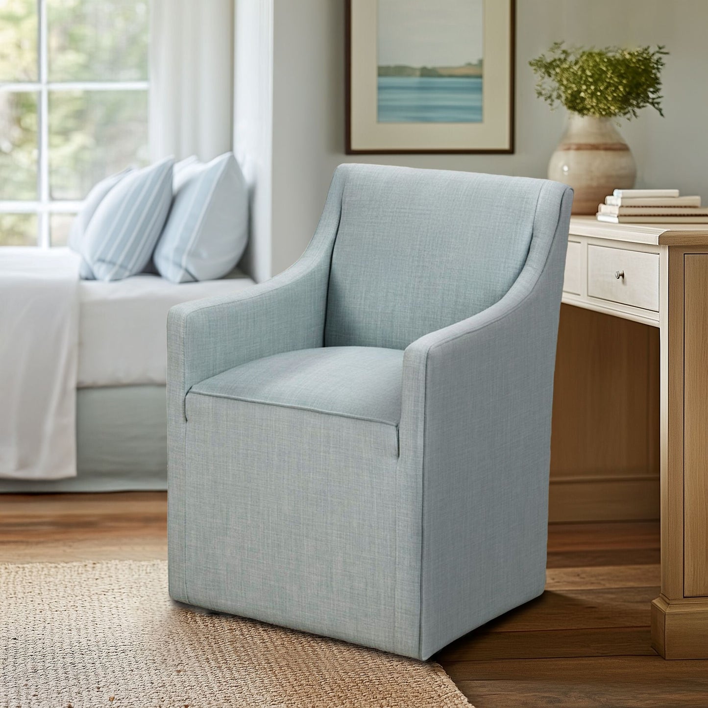 Madison Park Skirted Dining Arm Chair with Casters