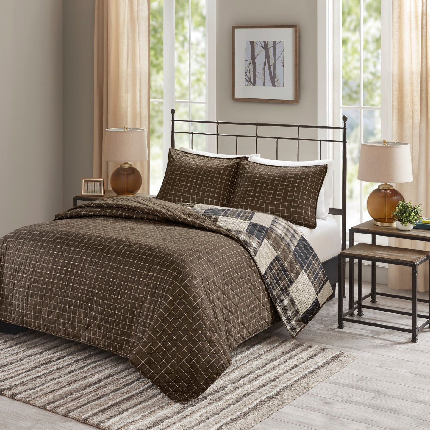 Madison Park 3 Piece Reversible Printed Quilt Set