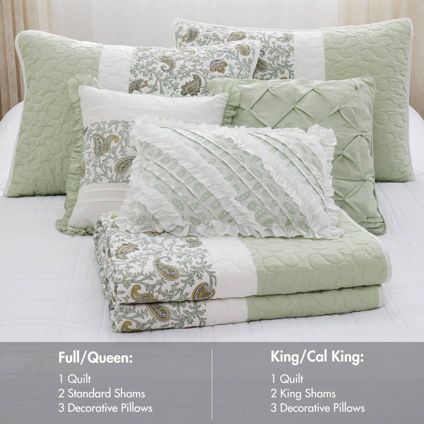 Madison Park 6 Piece Cotton Percale Quilt Set with Throw Pillows