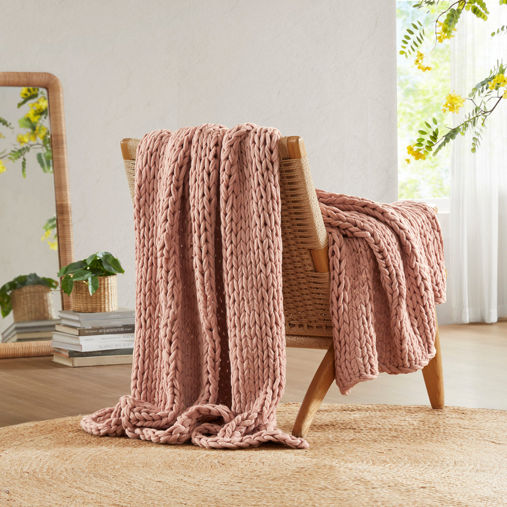 Madison Park Hand Made Chunky Double Knit Throw Blanket