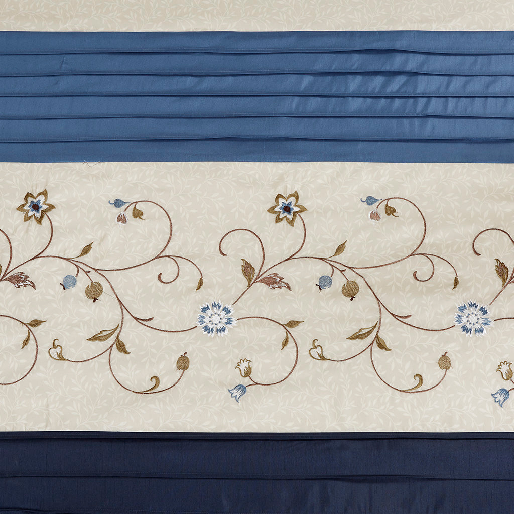 Madison Park Faux Silk Embroidered Floral Shower Curtain