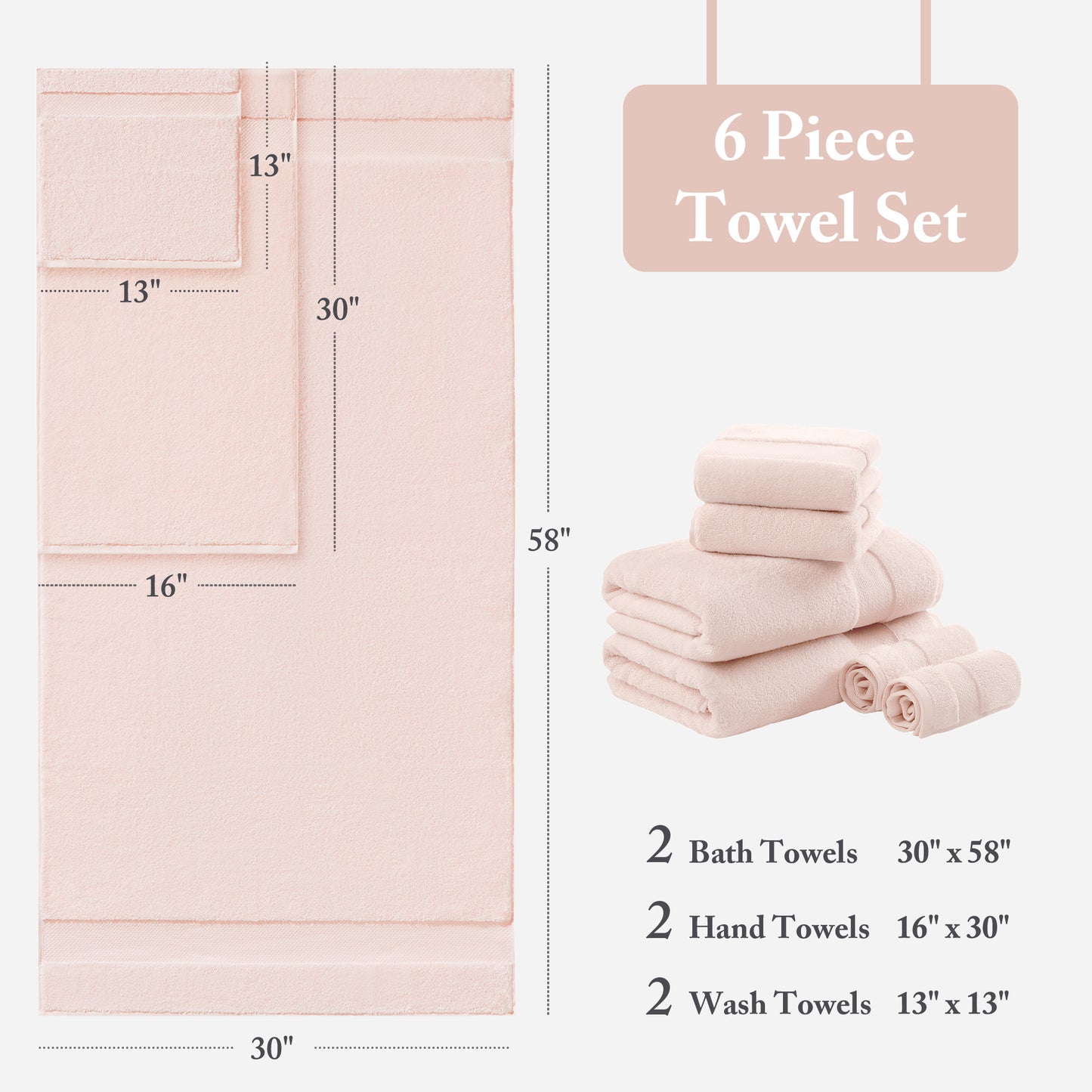 Madison Park Signature Cotton 6 Piece Bath Towel Set