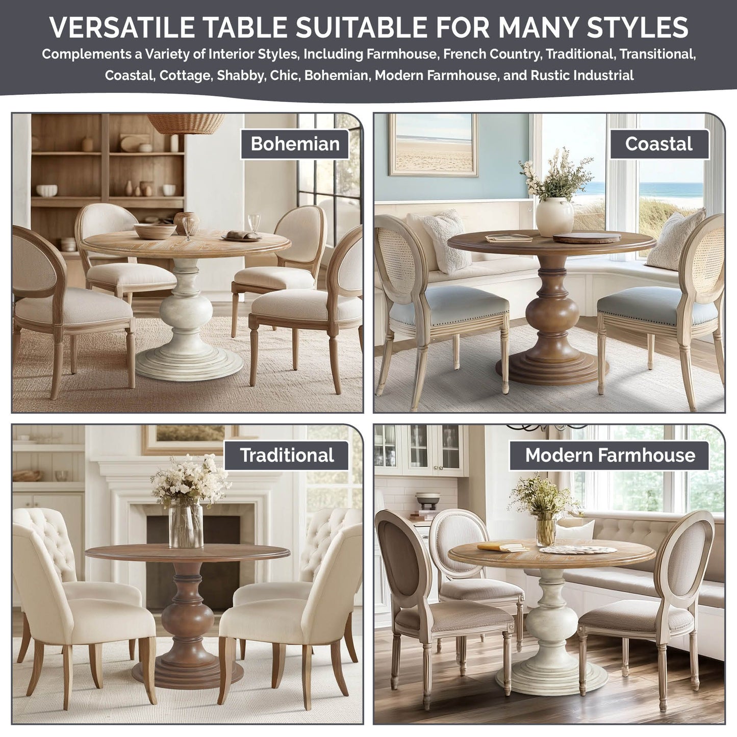 Madison Park 46" Round Pedestal Dining Table