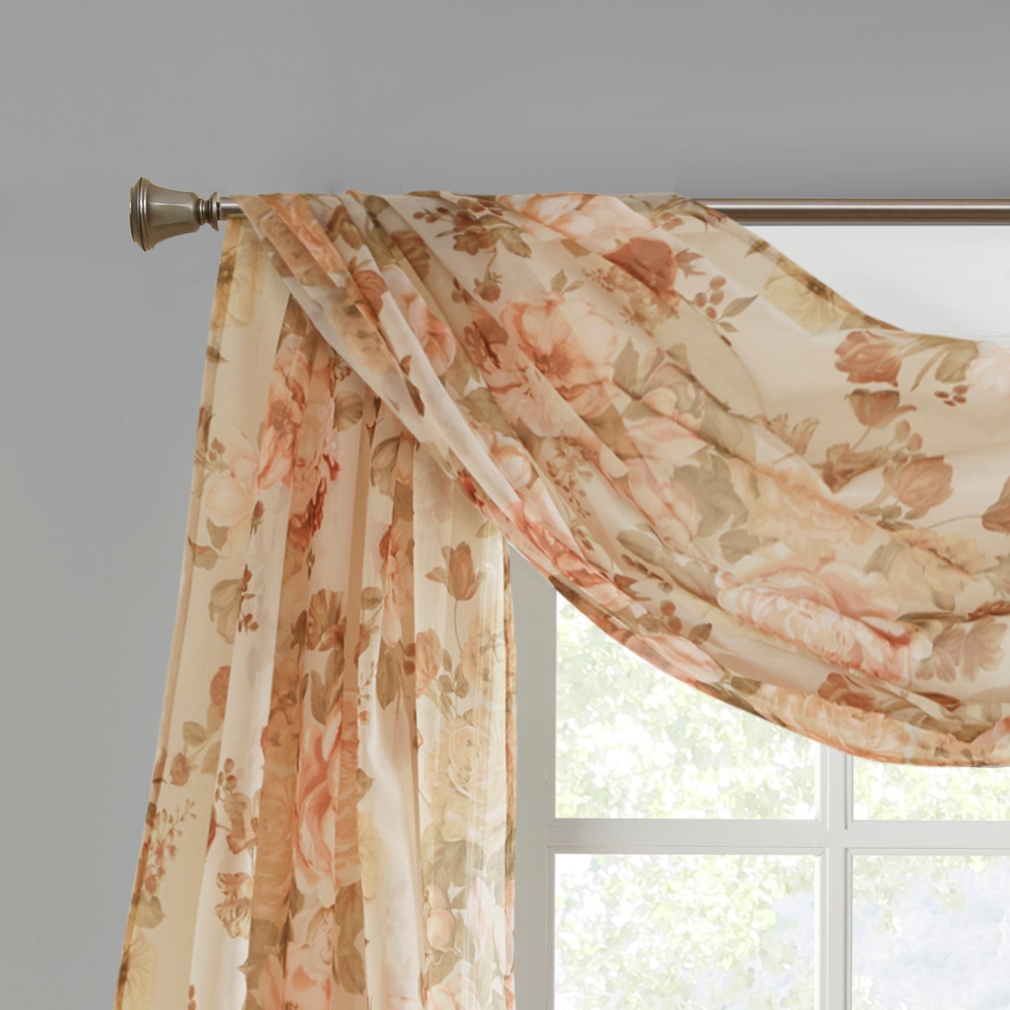 Madison Park Printed Floral Voile Sheer Scarf