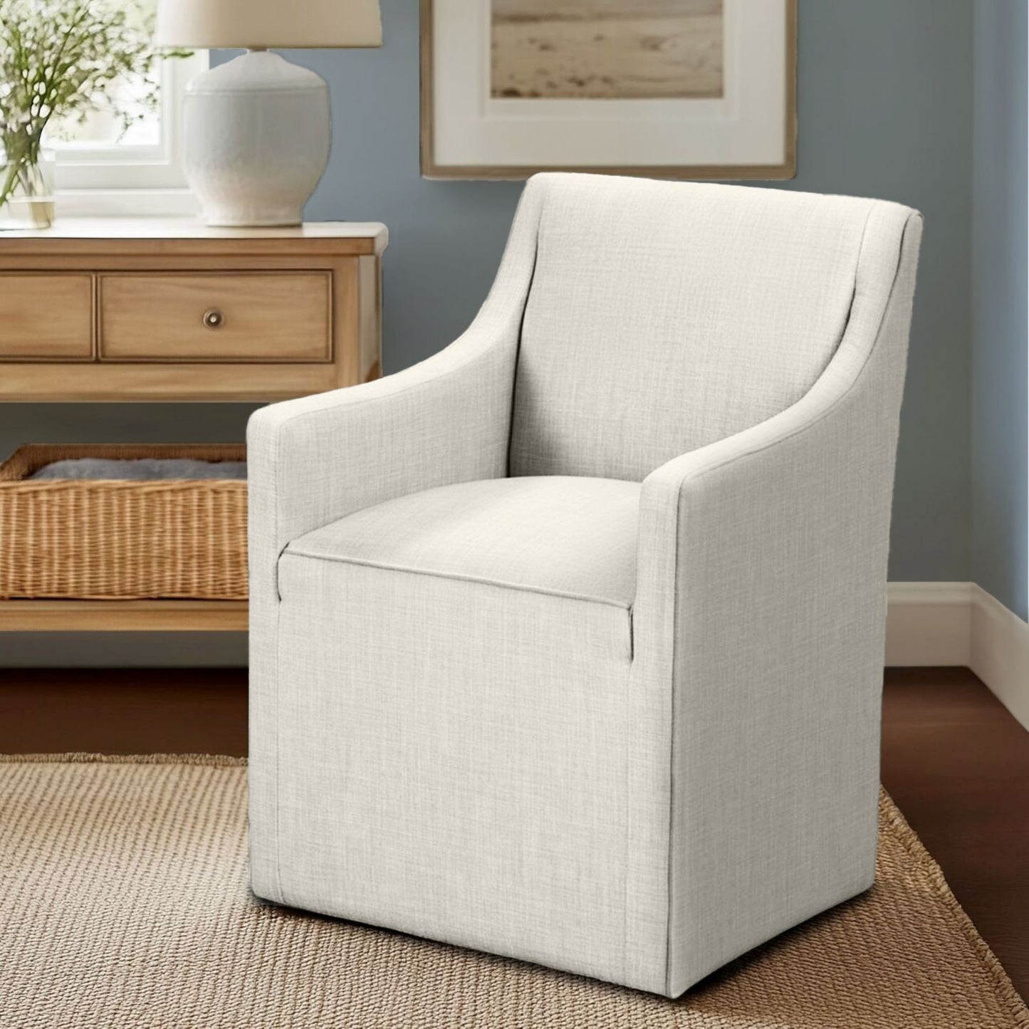 Madison Park Skirted Dining Arm Chair with Casters