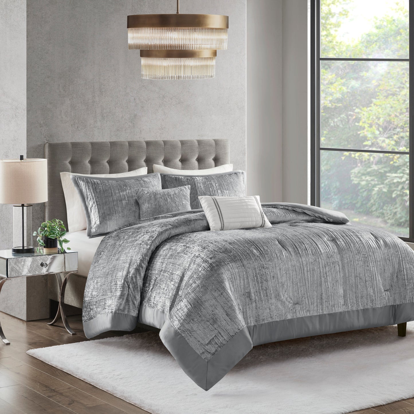 Madison Park 5 Piece Crinkle Velvet Comforter Set