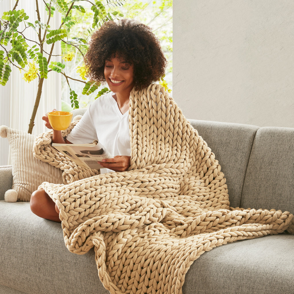 Madison Park Hand Made Chunky Double Knit Throw Blanket