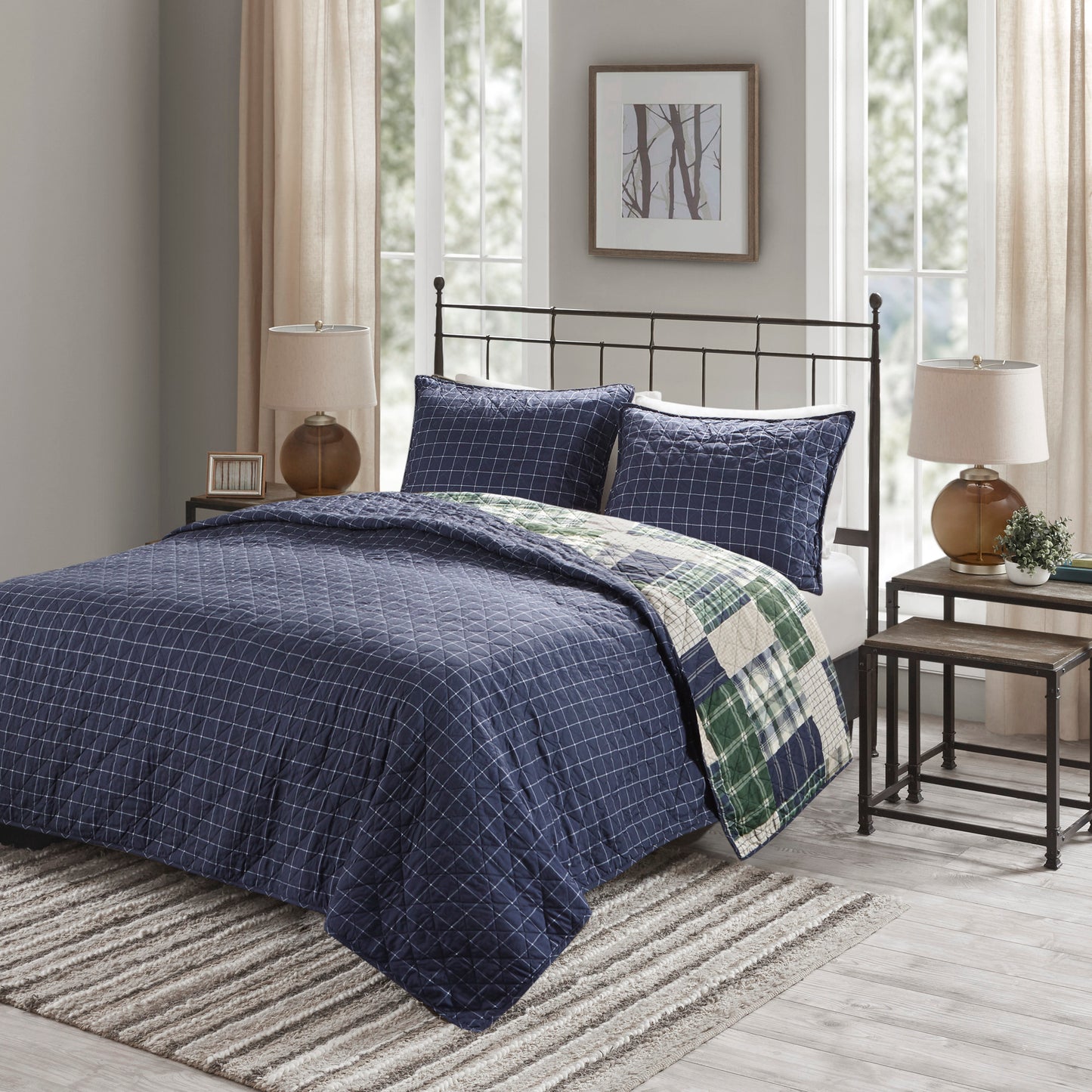 Madison Park 3 Piece Reversible Printed Quilt Set