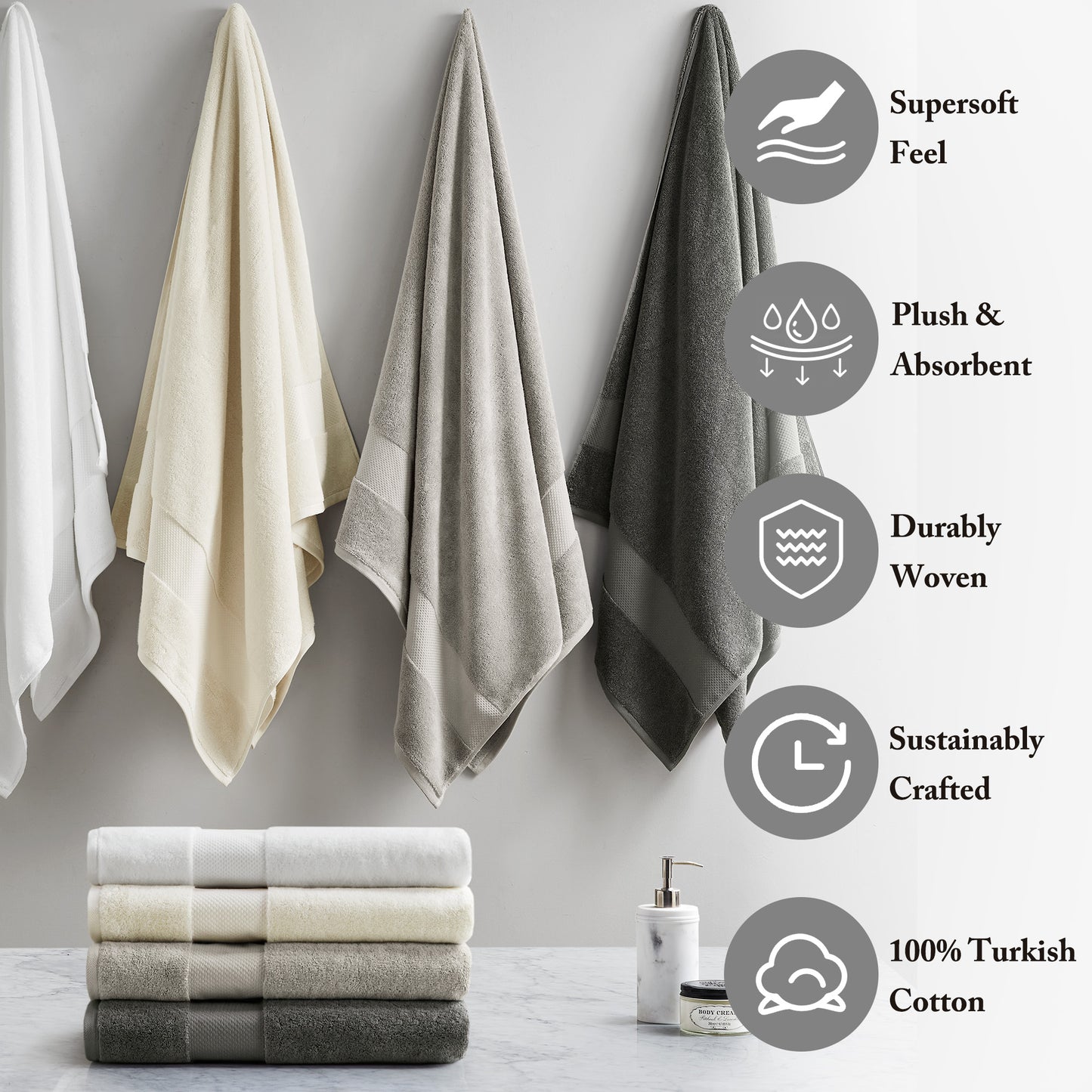 Madison Park Signature 100% Cotton Bath Sheet 2 Piece Set