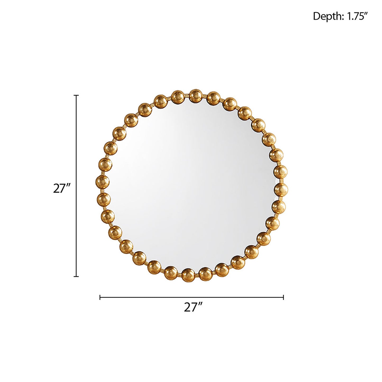 Madison Park Signature 27" Medium Decorative Round Wall Mirror with Beaded Metal Frame