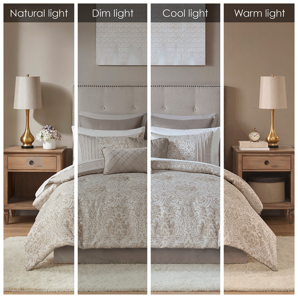 Madison Park 12 Piece Jacquard Comforter Set with Bed Sheets