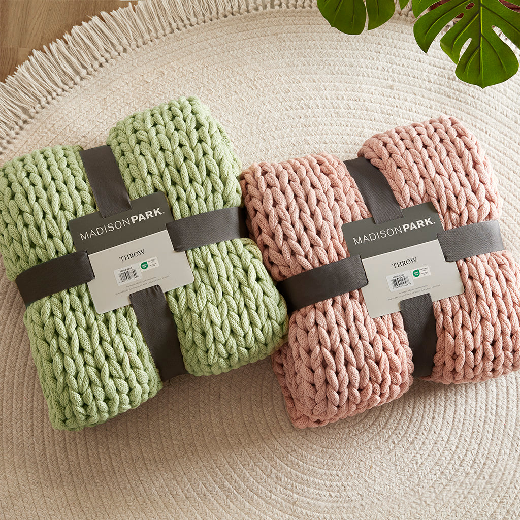 Madison Park Hand Made Chunky Double Knit Throw Blanket