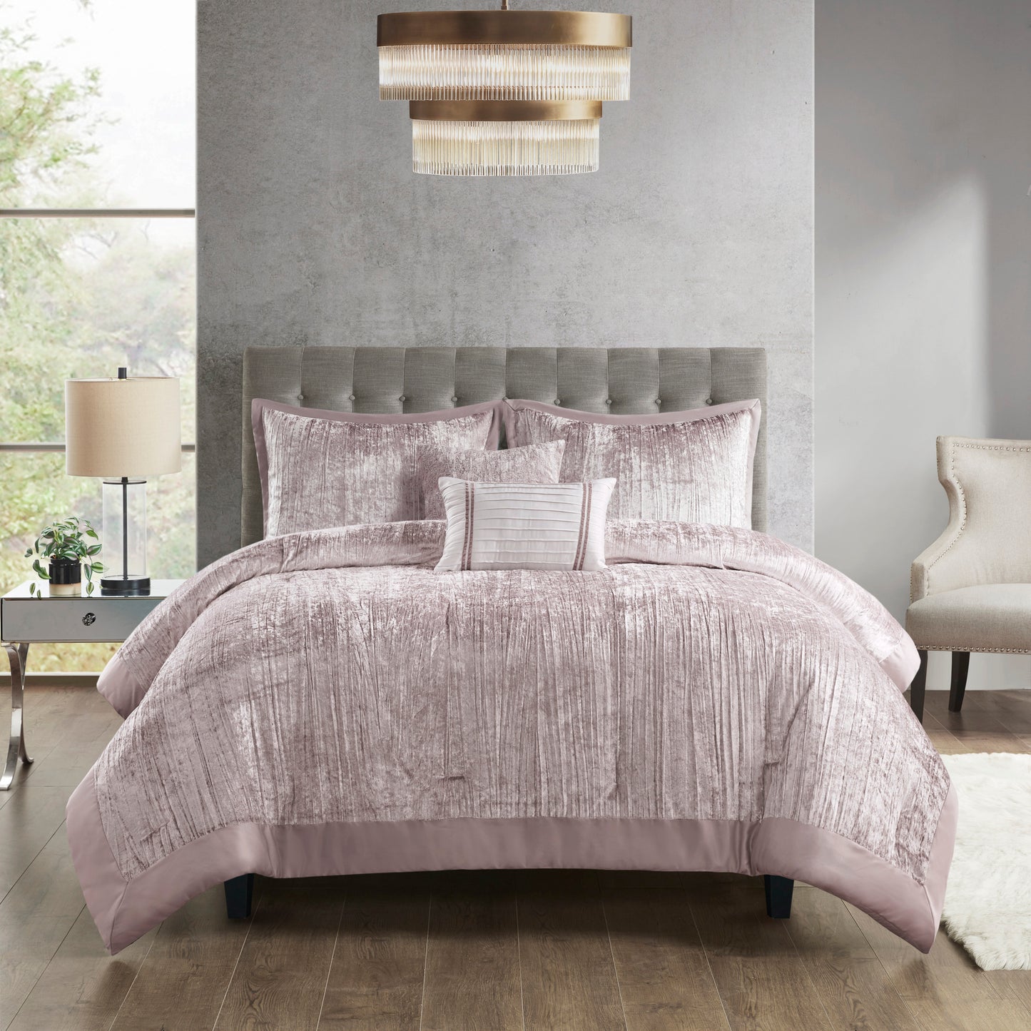 Madison Park 5 Piece Crinkle Velvet Comforter Set