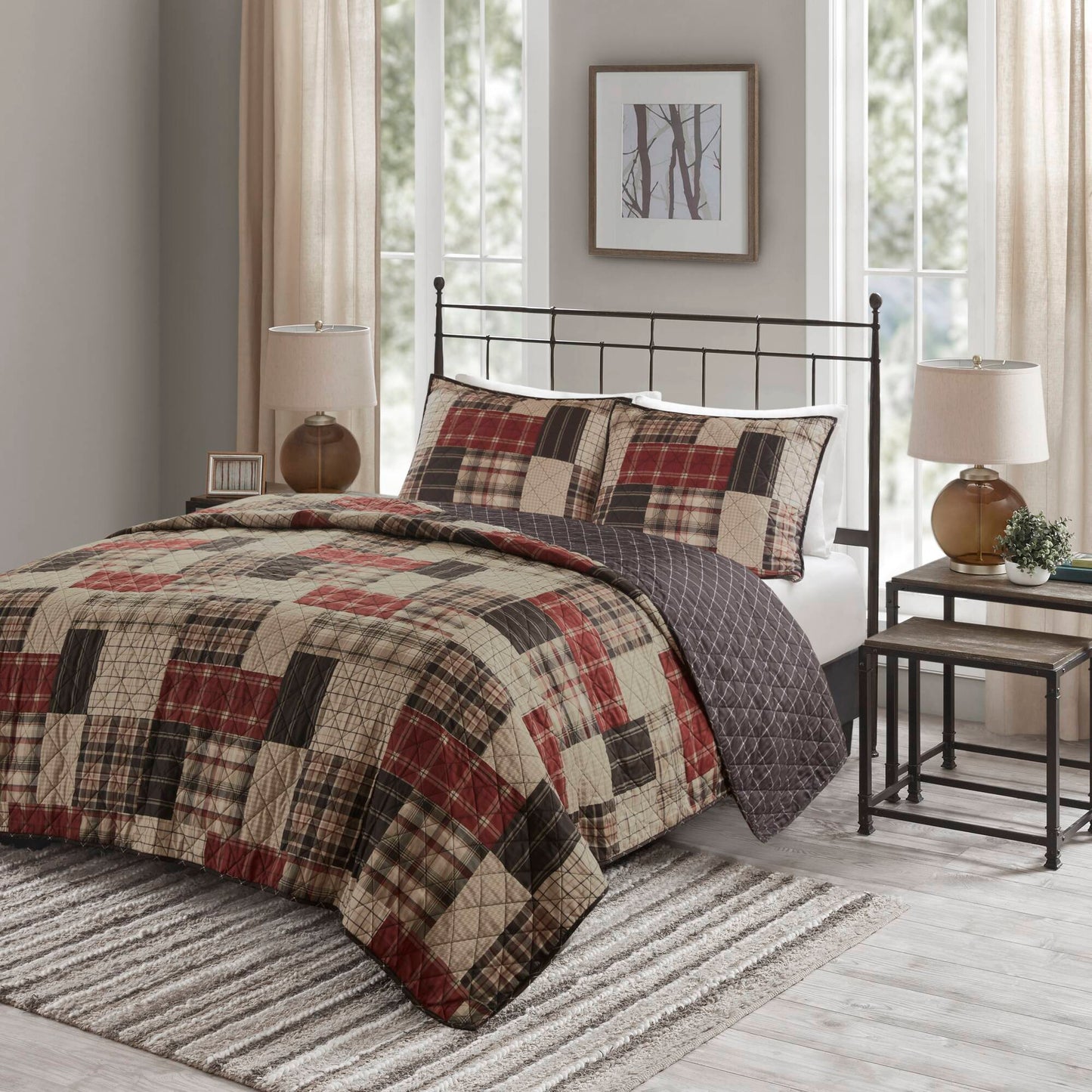 Madison Park 3 Piece Reversible Printed Quilt Set