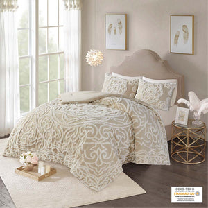 Laetitia 3-Piece Tufted Cotton Chenille Medallion Comforter Set