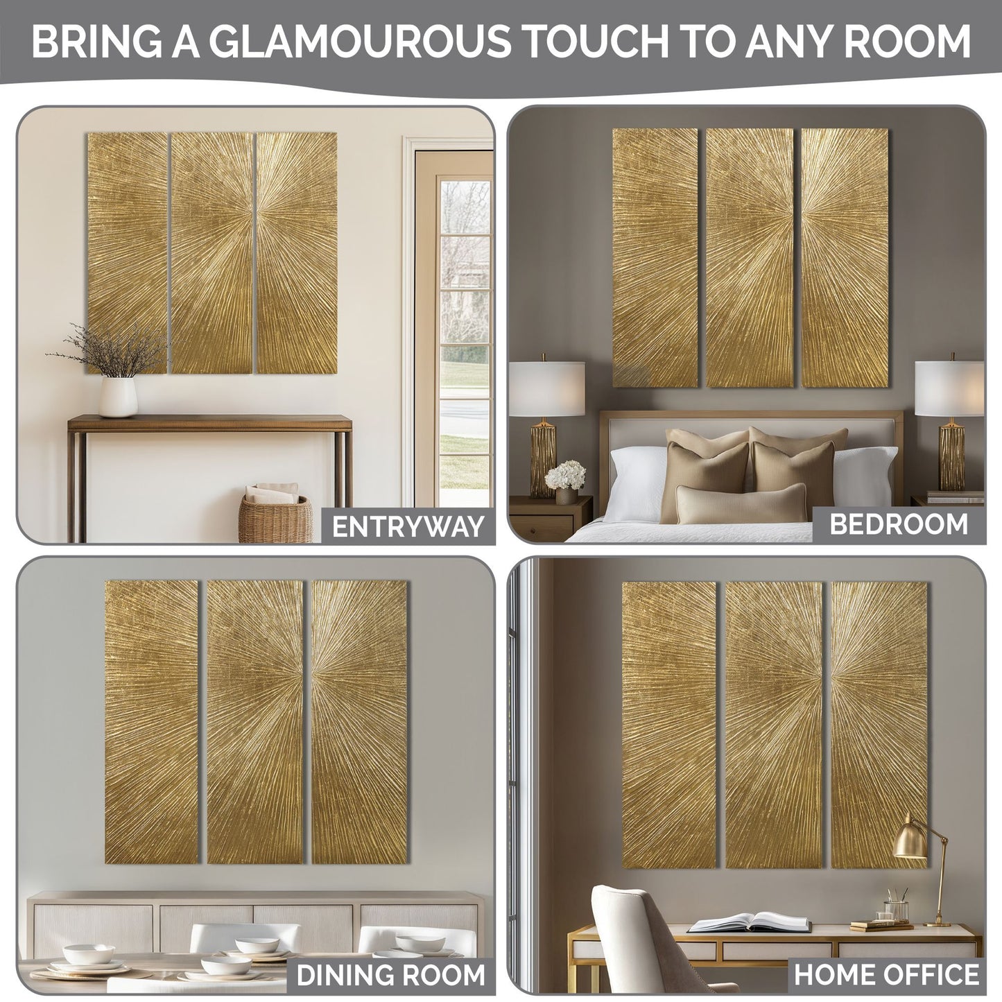 Madison Park Signature Hand Painted Triptych 3-piece Dimensional Resin Wall Art Set
