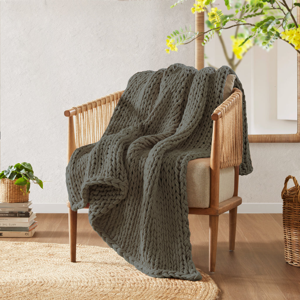 Madison Park Hand Made Chunky Double Knit Throw Blanket